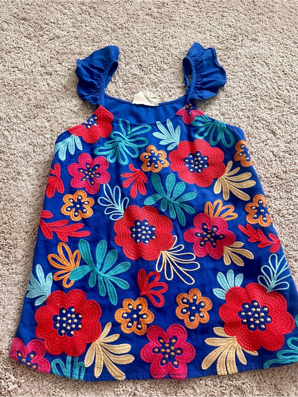 Women's Blue Floral Embroidered tank